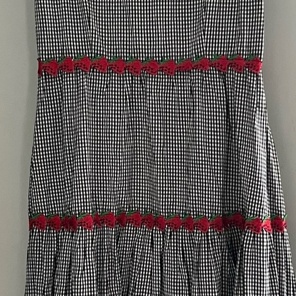 NWT Neon Rose Gingham Midaxi Dress Black White Strawberry Embroidery Plus Size - Picture 11 of 14